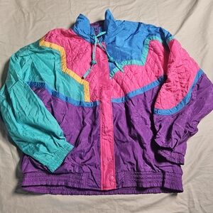 Vintage 90s Lavon Colorblock Quilted Windbreaker Jacket Women's Large